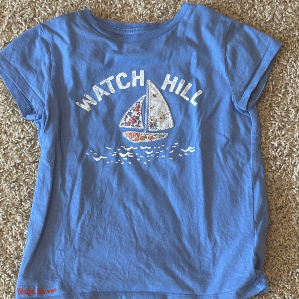 Kids Ralph Lauren size 7 Watch Hill Sailboat Graphic Kids T-Shirt - Light Blue